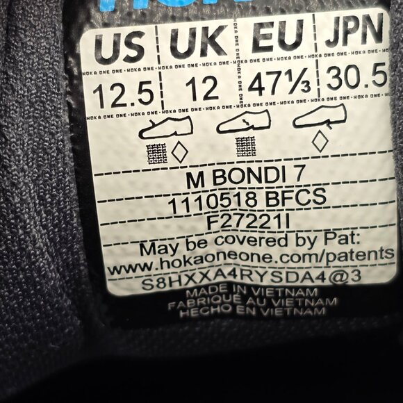 Hoka One One Men’s Bondi 7 Blue Fog Castlerock Sneakers Cushion Running Sz 12.5 - Picture 11 of 16